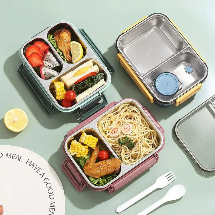 Auslaufsichere Edelstahl-Lunchbox mit Besteck (850 ml) – Für Arbeit, Schule og unterwegs