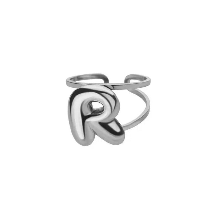 Skanto | Justerbar Åpen Bånd Boblebokstav Initial Ring