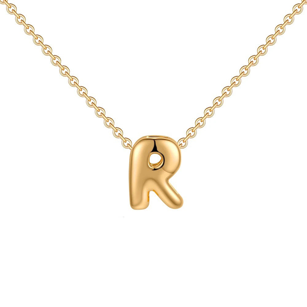 Skanto | Dainty Bubble Letter Initial Necklace