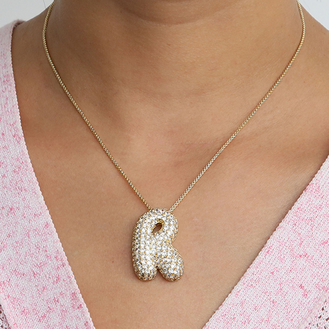 Skanto | Chunky Bubble Diamond Dazzle Initial Halskjeder
