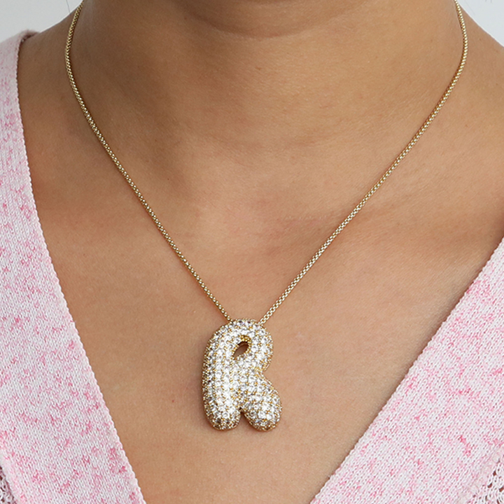 Skanto | Chunky Bubble Diamond Dazzle Initial Halskjeder