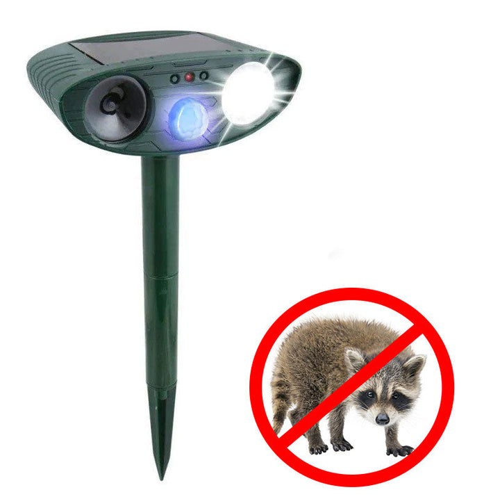 Skanto | Raccoon Outdoor Ultrasonic Repeller - Solcelled Ultrasonic Dyre- og Skadedyrkontroll - Bli kvitt vaskebjørner innen 48 timer