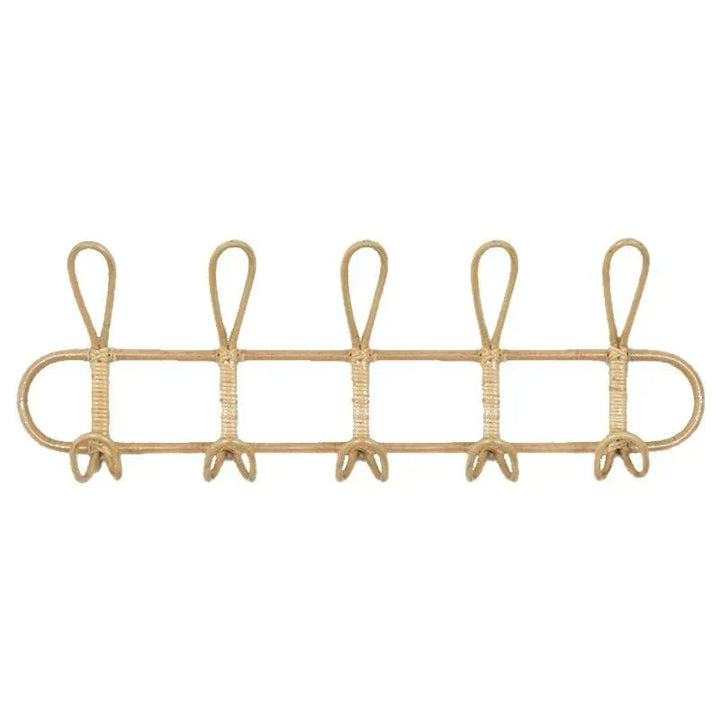 Rattan Vegghenger med 5 Kroker for Jakker, Vesker og Håndklær | Skanto