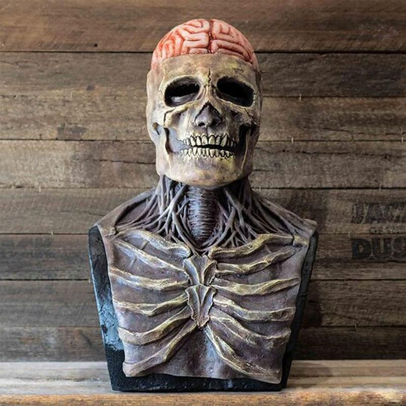 GruesomeHead Halloween-Maske – Realistische Skelettmaske mit Gehirn für Erwachsene
