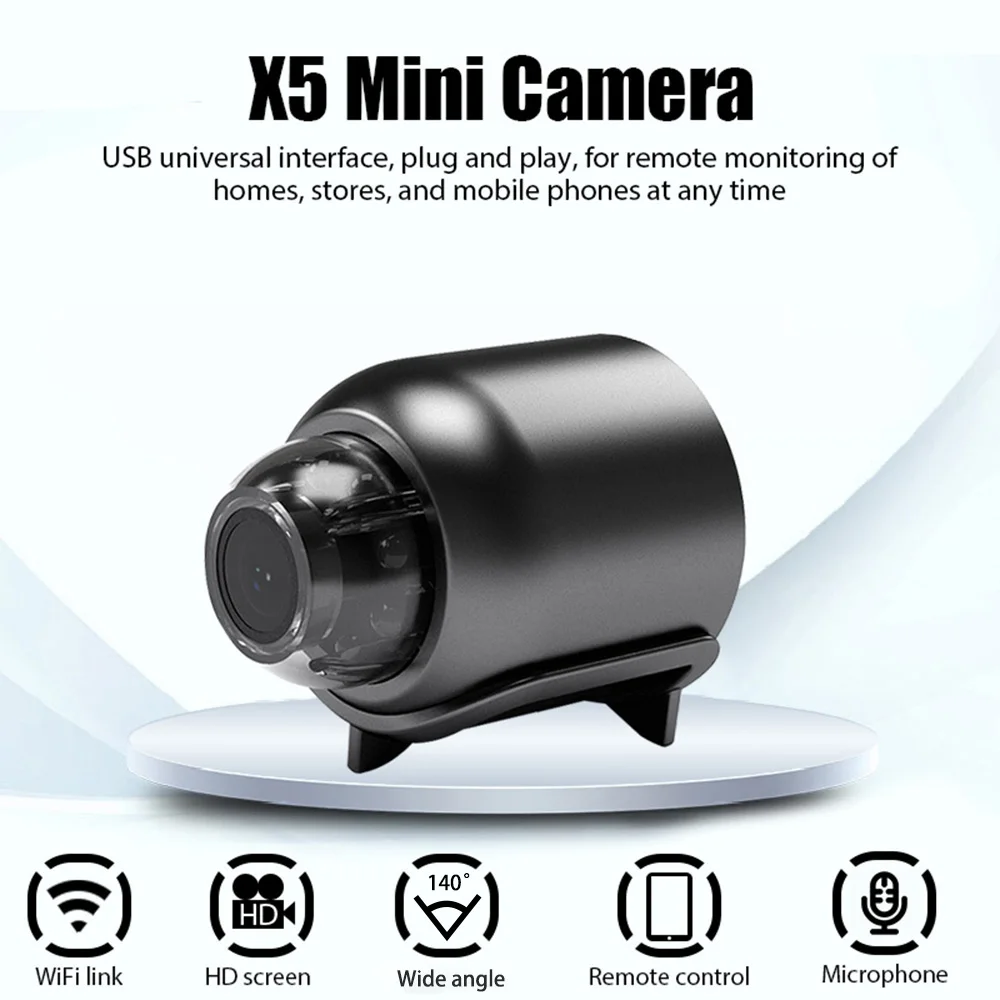 Skanto | Vanntett HD Mini Kamera Med Nattmodus og Vidvinkelobjektiv IP WiFi 1080P HD 160° Vidvinkel