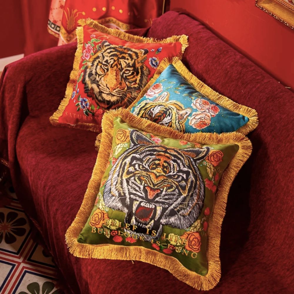 Skanto | Regal Tiger Kunstnerisk Fløyelsputevar