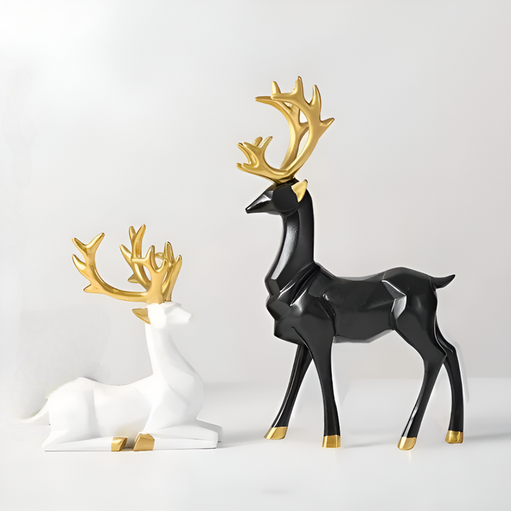 Skanto | Geometrisk Rein Figur Sett – Moderne 2-delt Harpiks Dekorasjon