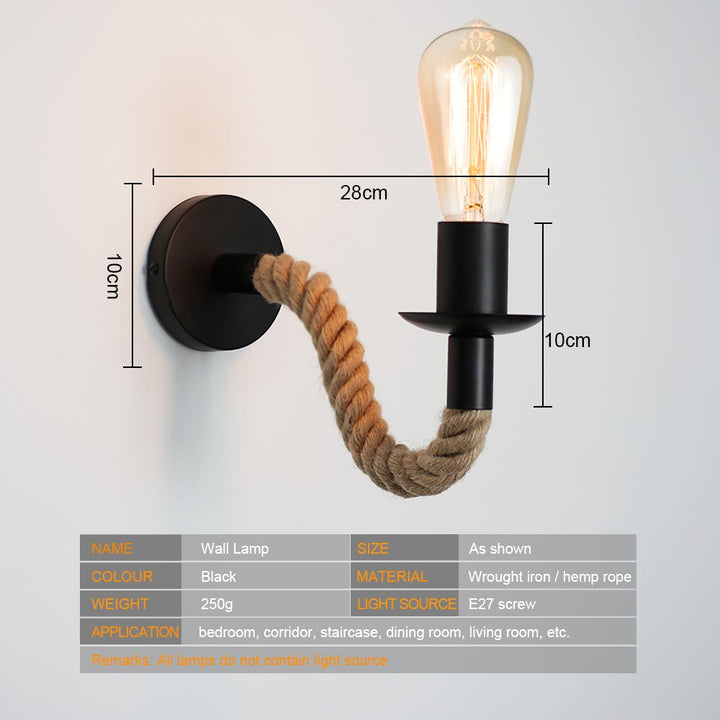 Skanto | Retro Hamp Tau Industriloft Vegglampe