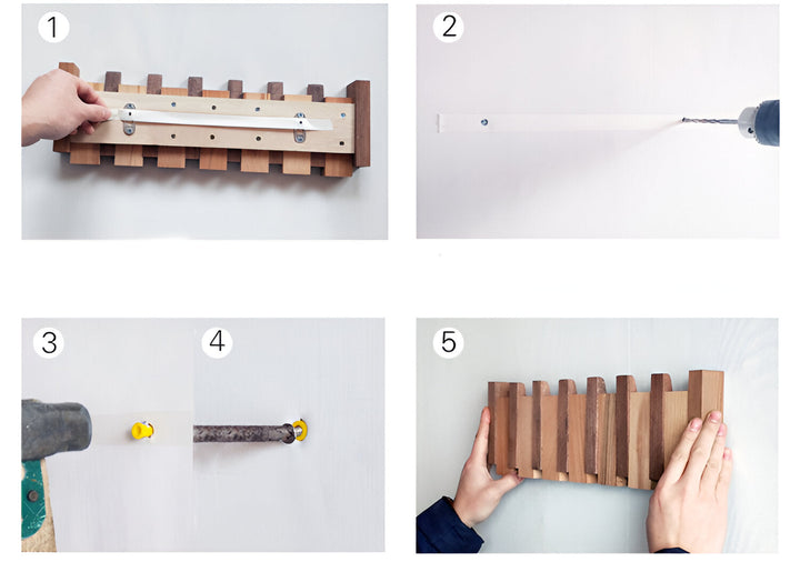 Skanto | RetroHooks - Tre piano vegghylle med magnetiske kroker
