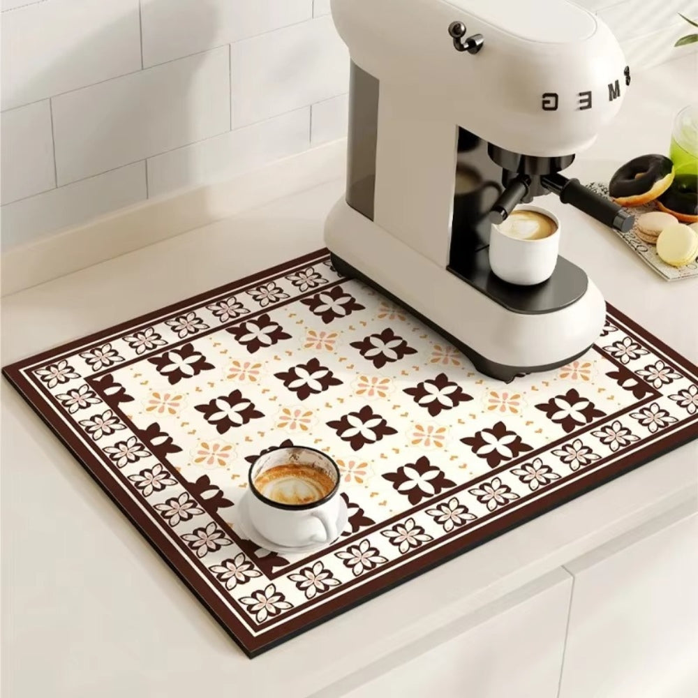 Skanto | Retro Flisdesign Absorberende Kaffematte