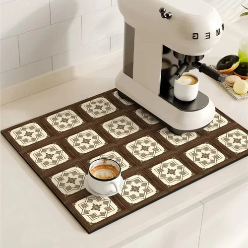 Skanto | Retro Flisdesign Absorberende Kaffematte