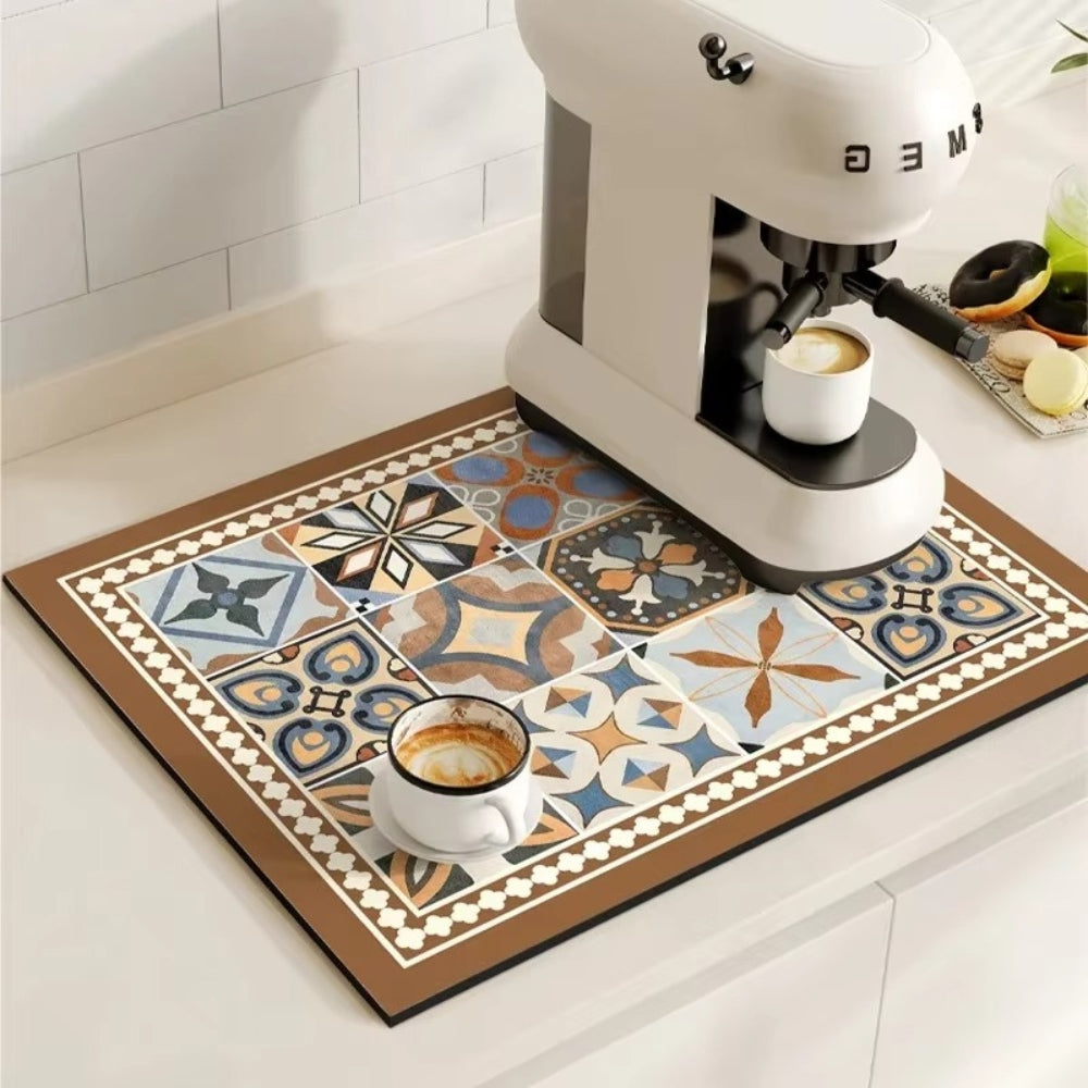 Skanto | Retro Flisdesign Absorberende Kaffematte