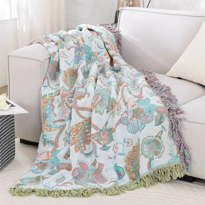 Skanto | Reverie Floral Tassel Cotton Blanket