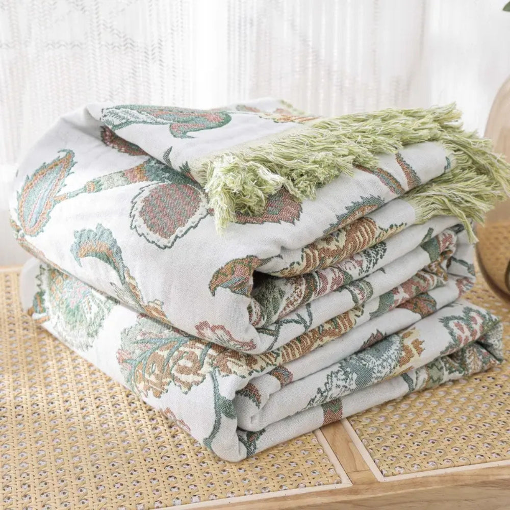Skanto | Reverie Floral Tassel Cotton Blanket