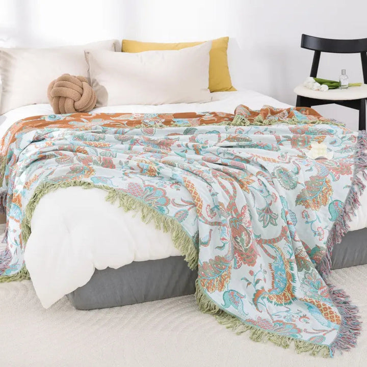 Skanto | Reverie Floral Tassel Cotton Blanket
