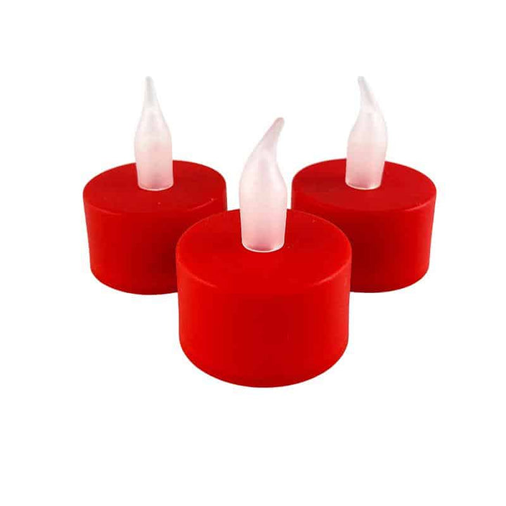 LED tealight 12 stk. i rød med flamme | Skanto