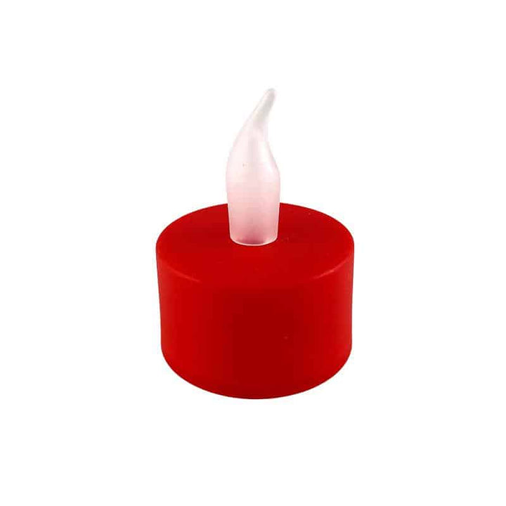 LED tealight 12 stk. i rød med flamme | Skanto
