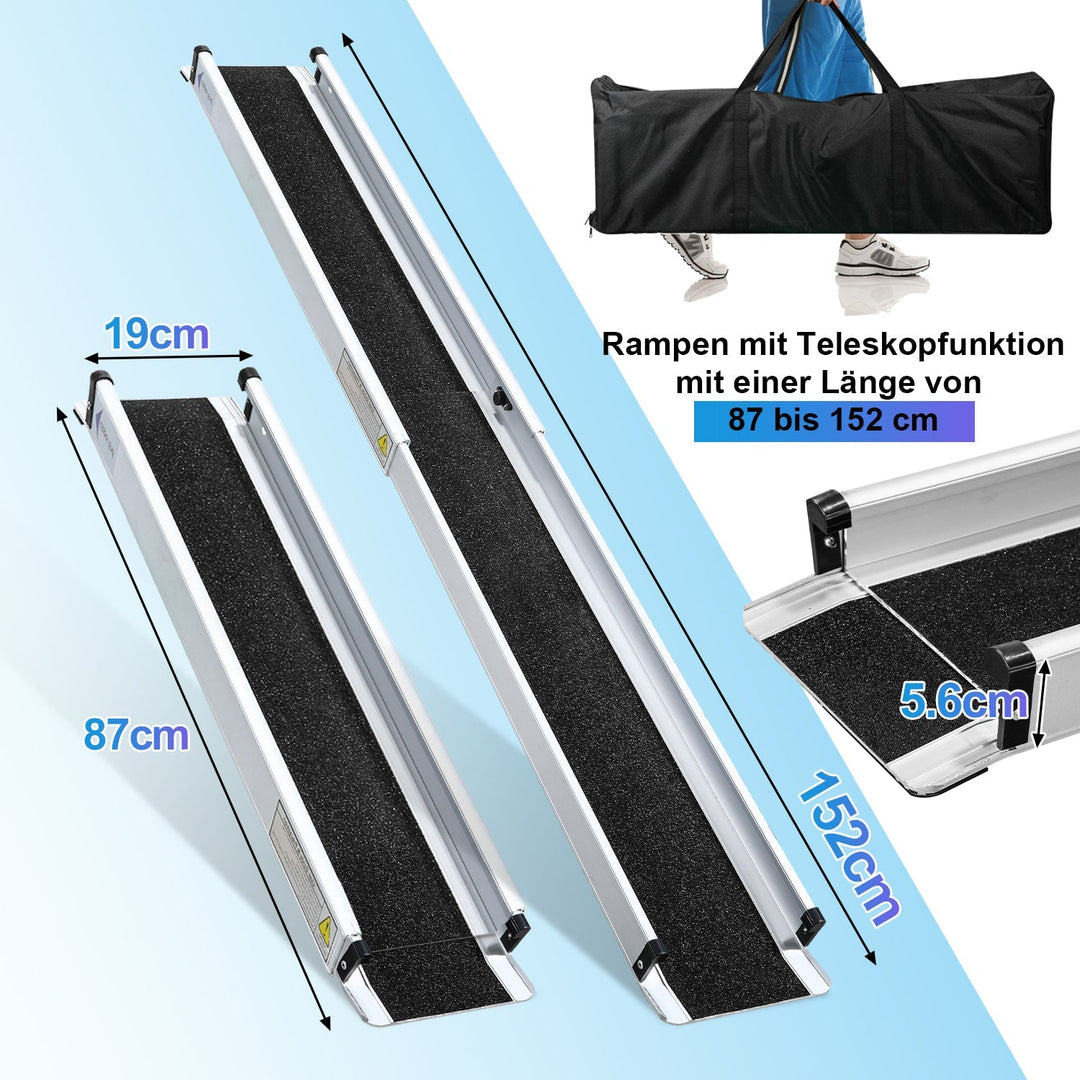 2x Rullestolrampe Aluminium Laste rampe opptil 300 kg | Skanto
