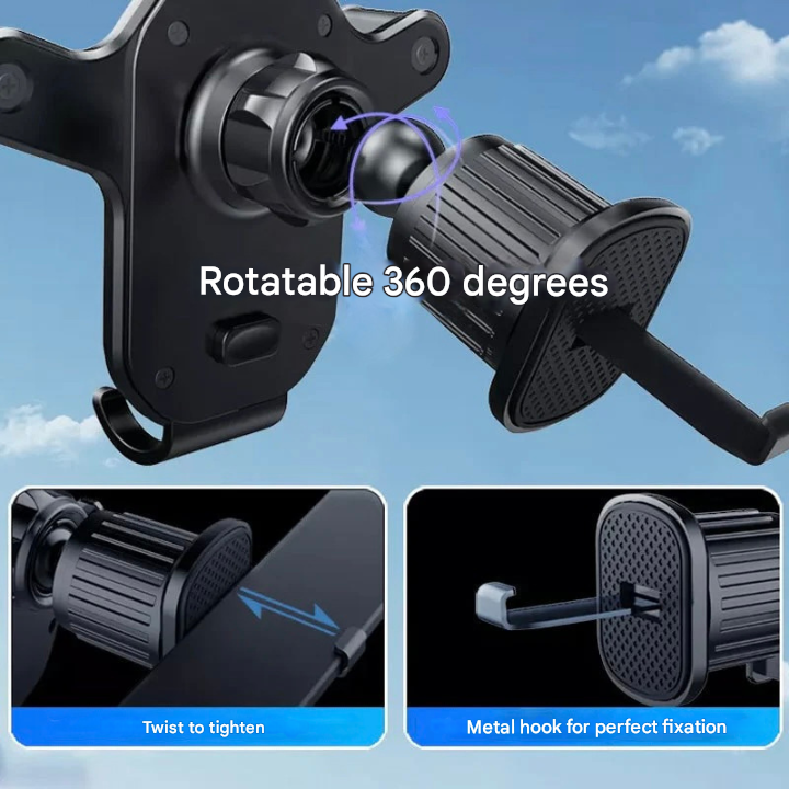 SafeGrip Biltelefonholder – 360° Rotasjonsluftventilmontering med krok-lås | Skanto