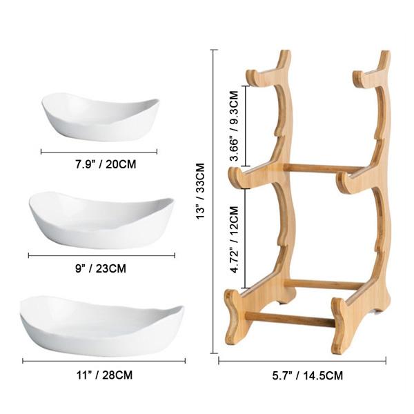 Rustikk Tier Plate Trestativ Med Tallerkener (Ulike Design & Farger) | Skanto