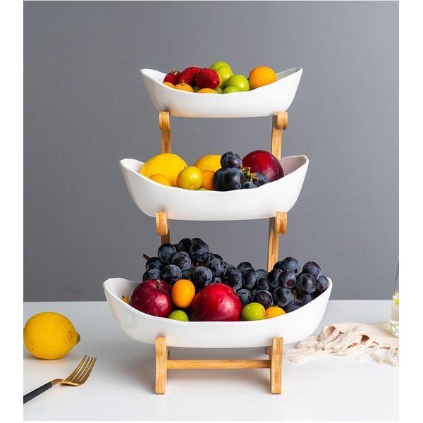 Rustikk Tier Plate Tre Stativ Med Tallerkener (Ulike Design & Farger) | Skanto