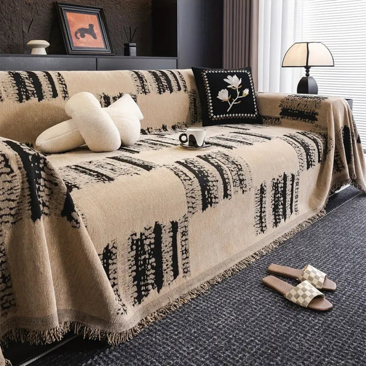 Skanto | Rustikk Abstrakt Chenille Sofa Deksel