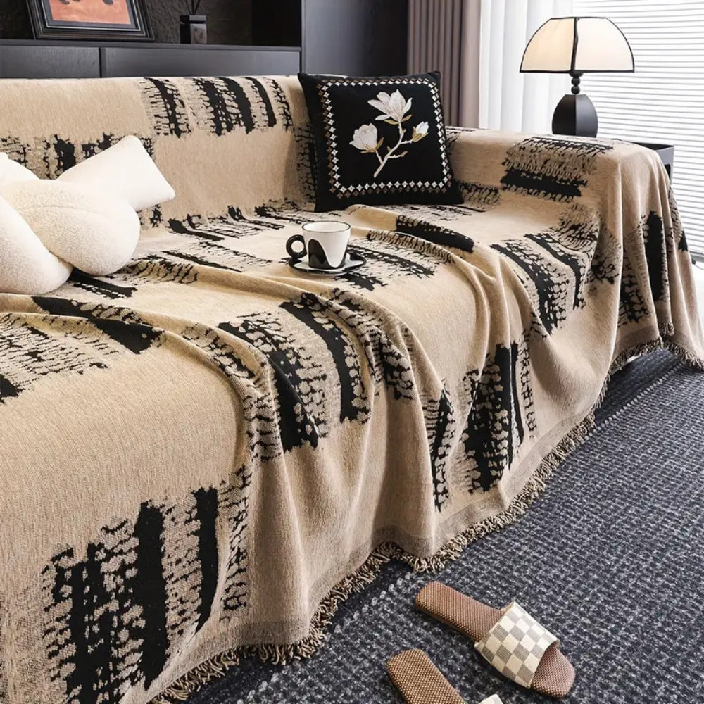 Skanto | Rustikk Abstrakt Chenille Sofa Deksel