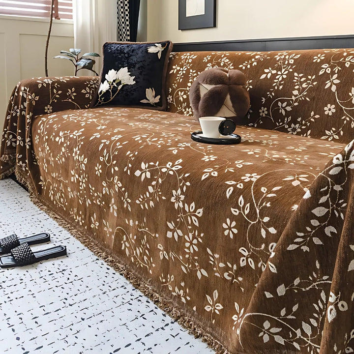 Skanto | Rustic Blossom Ivory Floral Sofa Cover