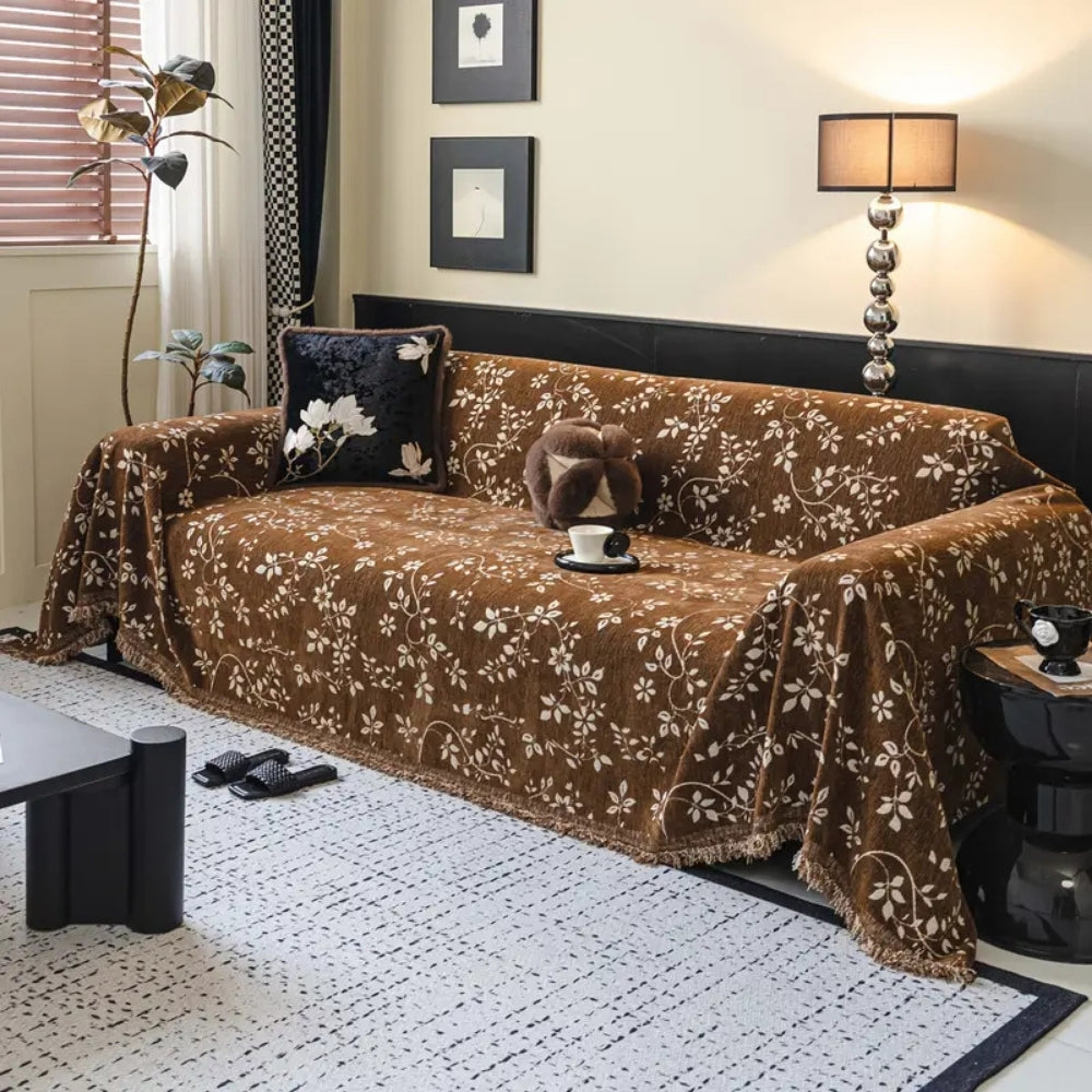 Skanto | Rustic Blossom Ivory Floral Sofa Cover