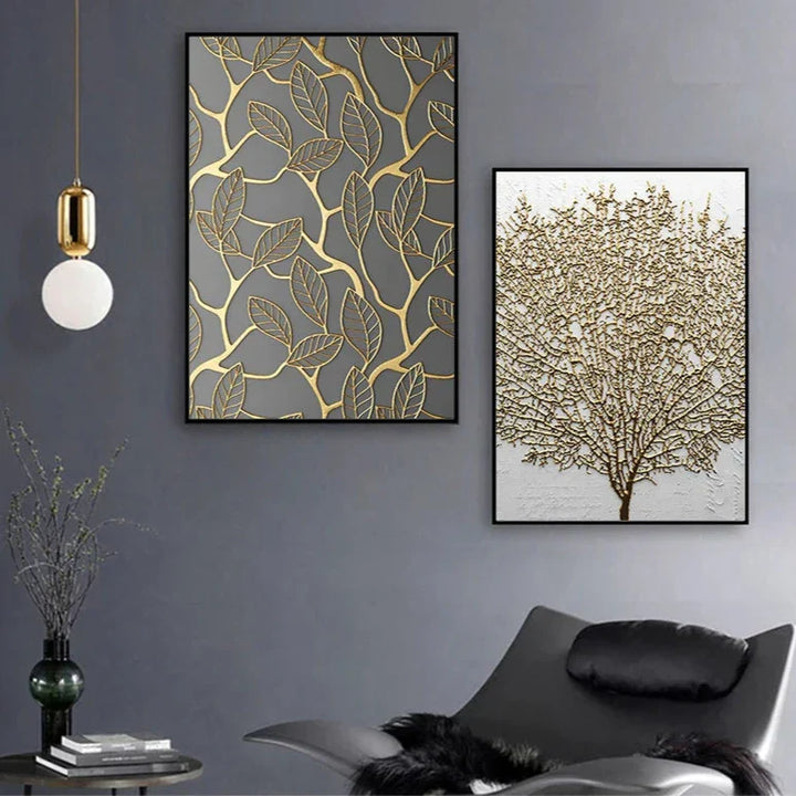 Rustikkal Gull-Grå-Svart Abstrakt Veggkunst Fine Art Lerretsutskrifter Plakatbilder For Stue Spisestue Kunst For moderne Interiører | Skanto