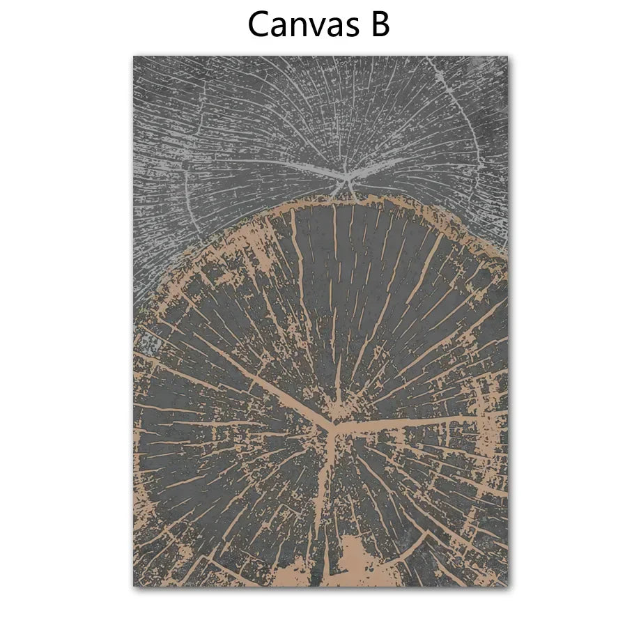 Rustikale trekring Abstrakt nordisk veggkunst Fine Art lerrettrykk Nøytrale tonene Beige/Grey/Black Tre bilder For stue Spisestue Kunst Dekor | Skanto