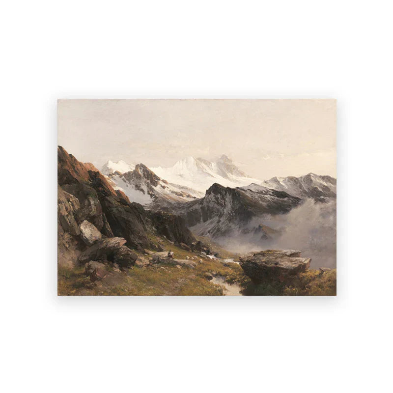 Rustikk Vintage Landskap Oljemaleri Fjell Skog Veggkunst Fine Art Lerret Utskrifter Galleri Veggbilder For Stue Spisestue Kunst Dekorasjon | Skanto
