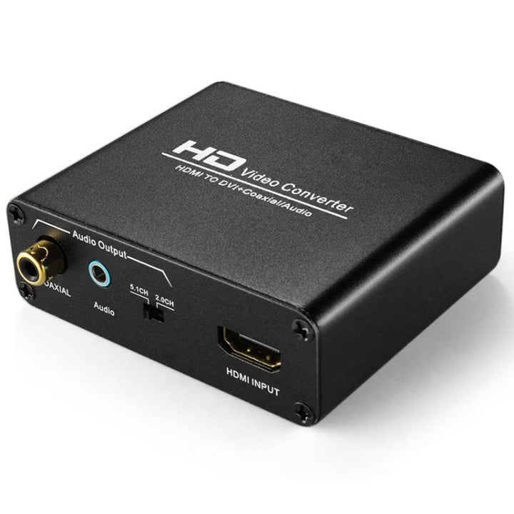 Skanto | HDV-339 Full HD HDMI til DVI + Digital Coax / Analog Stereo Lydconverter Adapter (Svart)