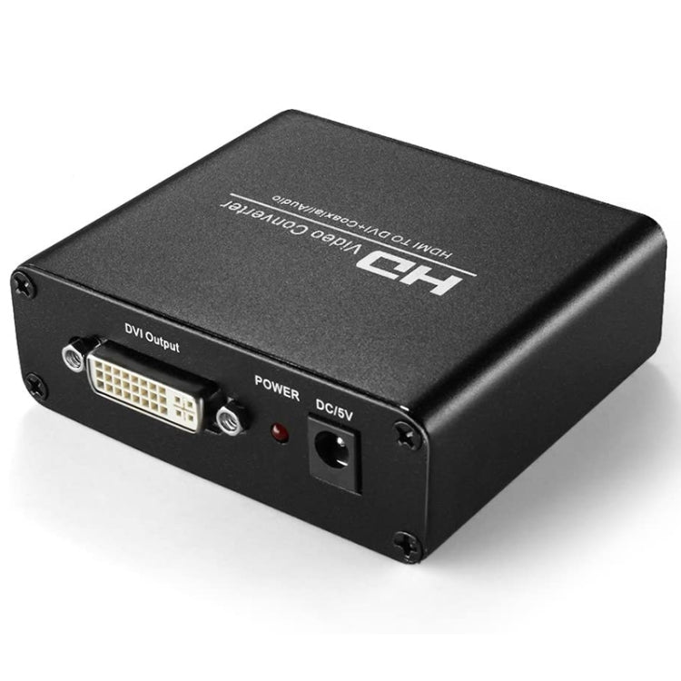 Skanto | HDV-339 Full HD HDMI til DVI + Digital Coax / Analog Stereo Lydconverter Adapter (Svart)