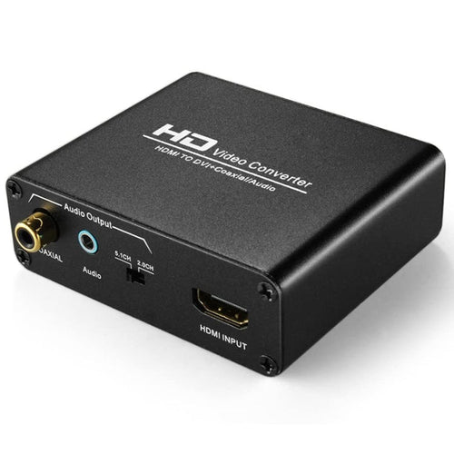 Skanto | HDV-339 Full HD HDMI til DVI + Digital Coax / Analog Stereo Lydconverter Adapter (Svart)