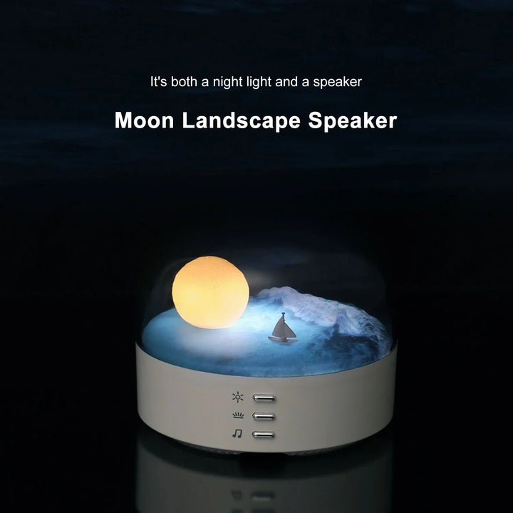 3D Mysterious Moon LED Nattlys Høyttaler | Skanto