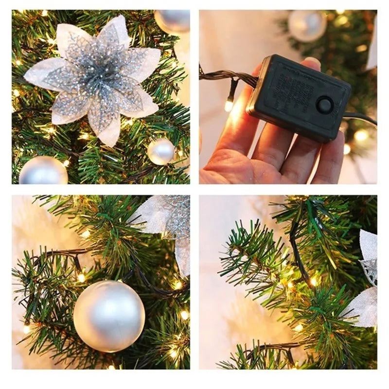 Skanto | Luminarae | Julegirlander 2,7 m | Med LED-belysning og grangrener | For peis, trapper railing og dørdekorasjon | 5 farger