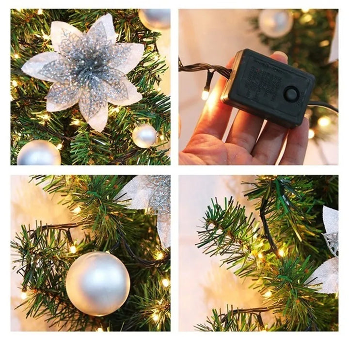 Skanto | Luminarae | Julegirlander 2,7 m | Med LED-belysning og grangrener | For peis, trapper railing og dørdekorasjon | 5 farger