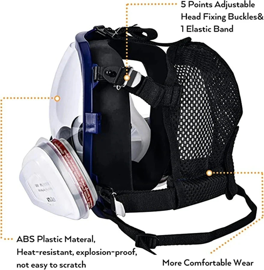 Skanto | Full Face Respirator Maske med Antidugg Linse og Industrielle Gassfiltre