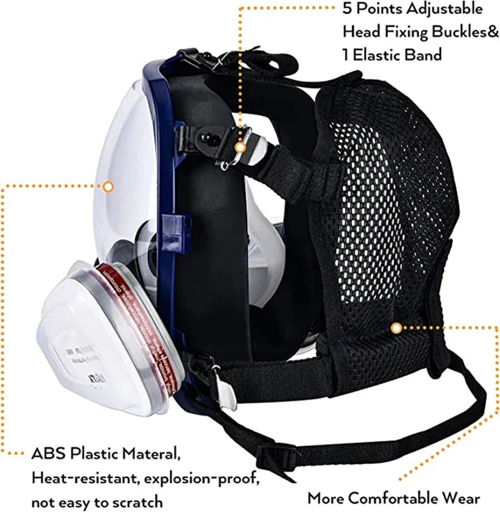 Skanto | Full Face Respirator Maske med Antidugg Linse og Industrielle Gassfiltre