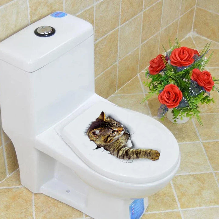 3D Toalettbeskyttelse Katt klistremerker | Skanto