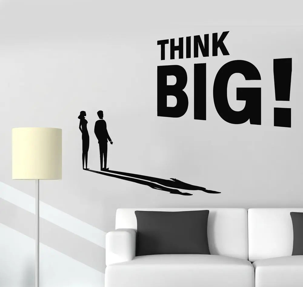 Think Big Vinyl Veggklistremerke Motiverende Sitater Veggdekor Avtakbar DIY PVC Veggdekal For Kontor Studie Rom Inspirerende Daglig Mantra | Skanto
