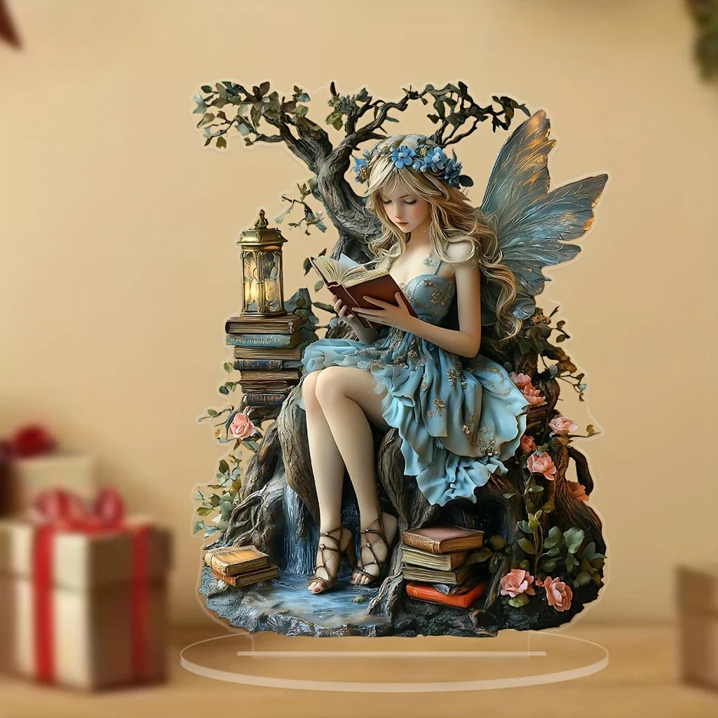 Skanto | Celestia Akryl Borddekorasjon Engel | Eventyr Stativ | 18 cm | Gave & Foto Rekvisitt
