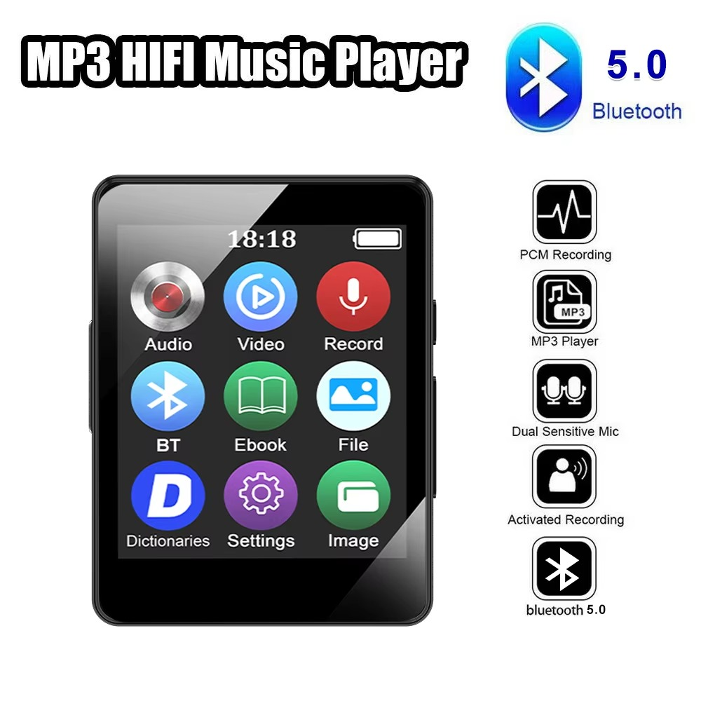 Skanto | Bærbar Bluetooth MP3-spiller med HiFi-stereo, Mini MP4 videovisning, LED-skjerm og stemmeopptak