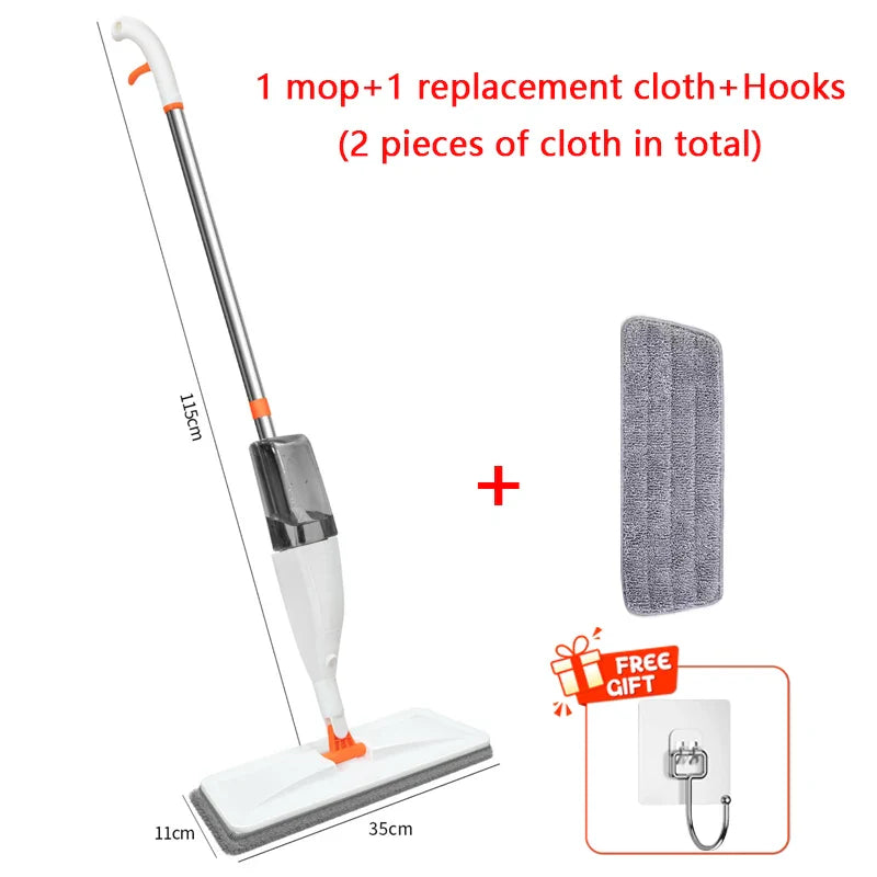 Skanto | Sprayvia Spraymopp med Mikrofiberhode | 360° Svingledd | Flat Mopp System | Gjenbrukbar & Miljøvennlig