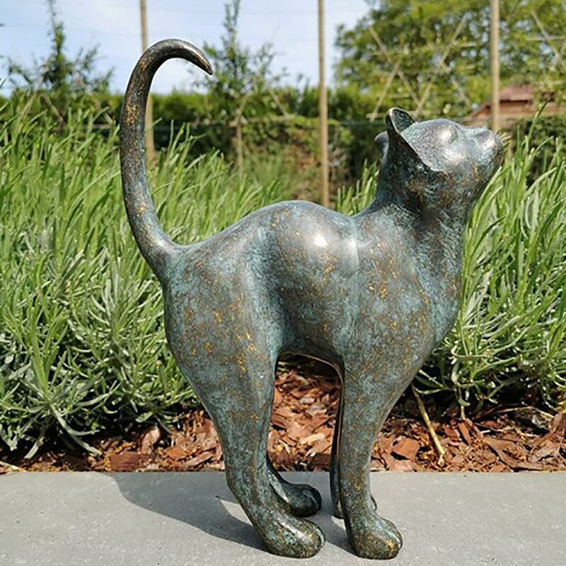 Skanto | Fortryllende Hage Katt Statuer - Purr-fect Harpiks Dekorasjon