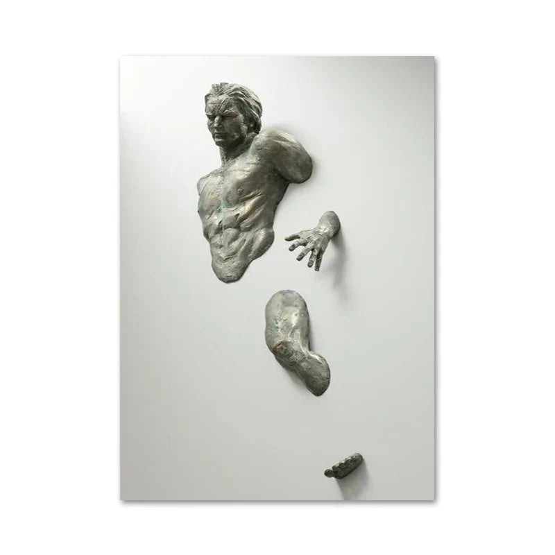 Moderne Urban Abstrakt Jern Statue Veggkunst Fine Art Lærredstrykk 3d Visualisering Figur Kunstbilder For Minimalistisk Leilighet Veggdekor | Skanto