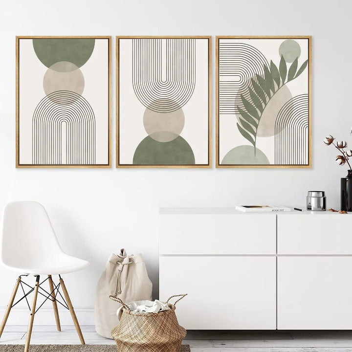 Sett med 3 stk Moderne Abstrakt Bohemsk Minimalistisk Geometrisk Veggkunst Fine Art Lerret Utskrifter Plakater Bilder For Stue Dekor | Skanto