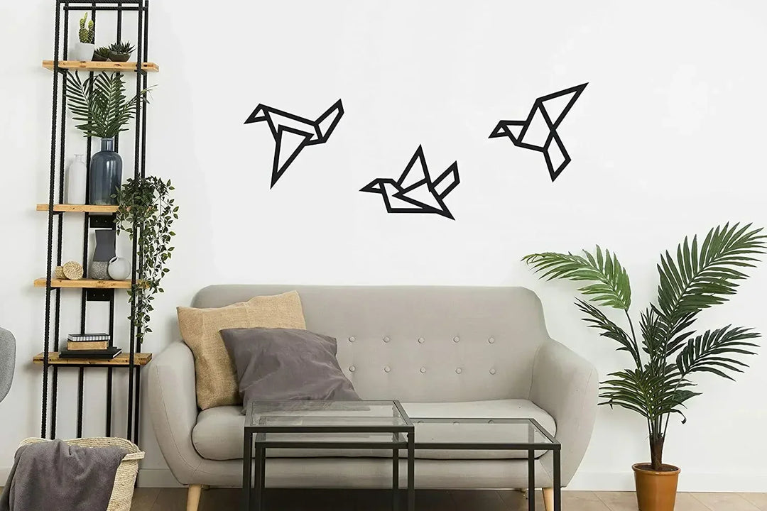 Sett med 3Pcs Jern Geometriske Fugler 3d Veggdekorasjon For Nordisk Stue Spisestue Soverom Veggdekor | Skanto