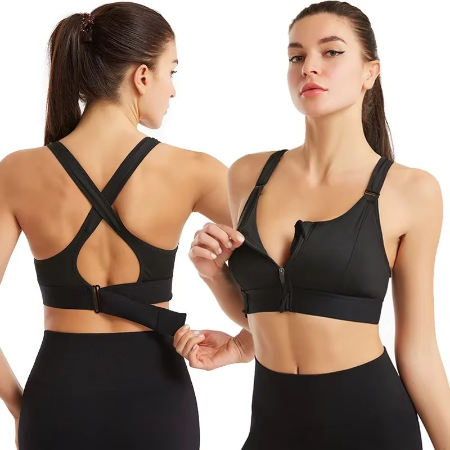 Skanto | Justerbar Zip-Front Sports-BH med undertråd støtte og push-up design